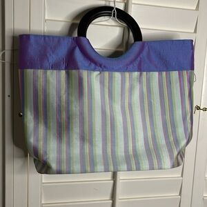 Della Q Silk striped small handbag purse‎ tote